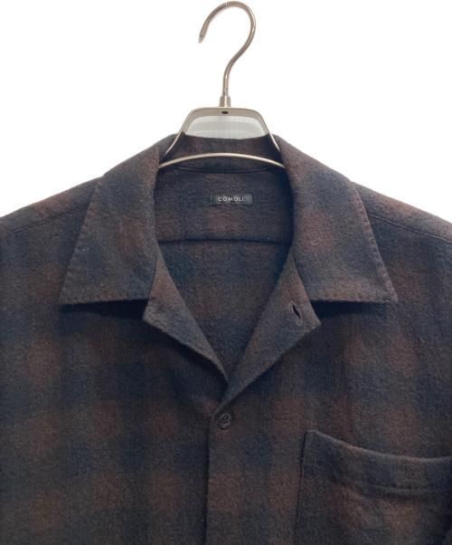 COMOLI（コモリ）COMOLI (コモリ) ウールチェック オープンカラーシャツ ブラウン サイズ:2の古着・服飾アイテム
