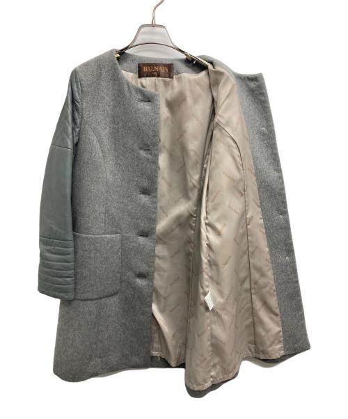 BALMAIN（バルマン）BALMAIN (バルマン) カシミヤノーカラーコート グレー サイズ:9の古着・服飾アイテム