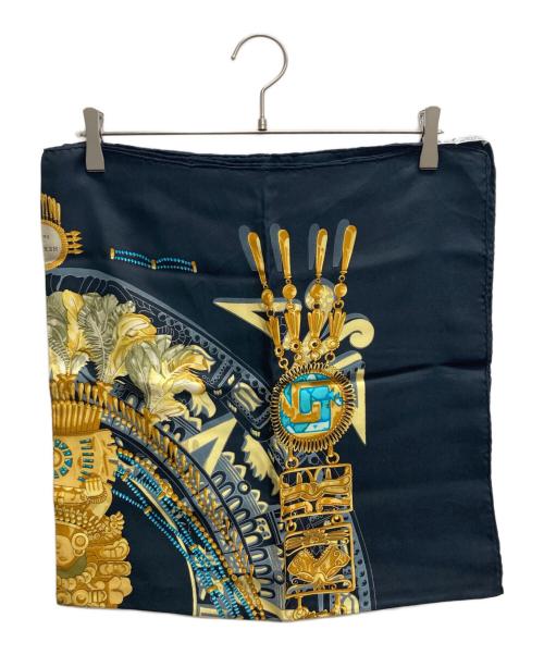 HERMES（エルメス）HERMES (エルメス) シルクスカーフ ネイビーの古着・服飾アイテム