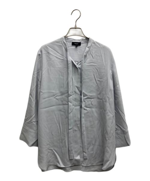theory（セオリー）theory (セオリー) Prime GGT Tie Blouse スカイブルー サイズ:Lの古着・服飾アイテム