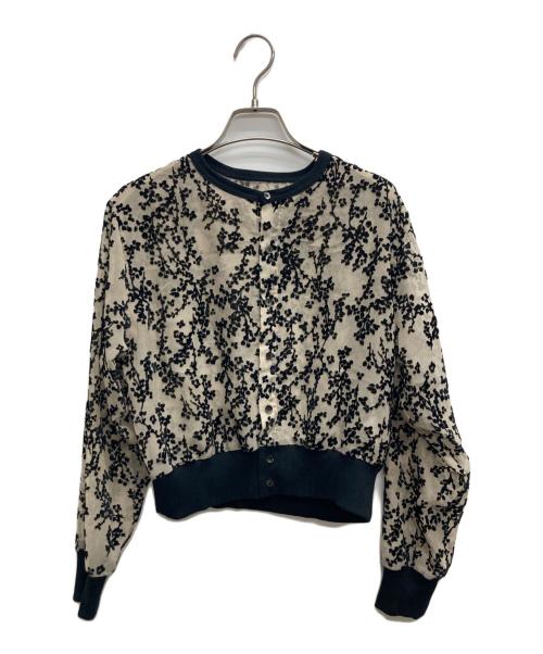 CLANE（クラネ）CLANE (クラネ) フロッキーシアーカーディガン ブラック×ベージュ サイズ:1の古着・服飾アイテム