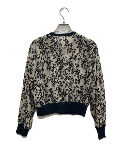 CLANE（クラネ）CLANE (クラネ) フロッキーシアーカーディガン ブラック×ベージュ サイズ:1の古着・服飾アイテム