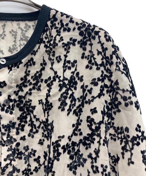 CLANE（クラネ）CLANE (クラネ) フロッキーシアーカーディガン ブラック×ベージュ サイズ:1の古着・服飾アイテム