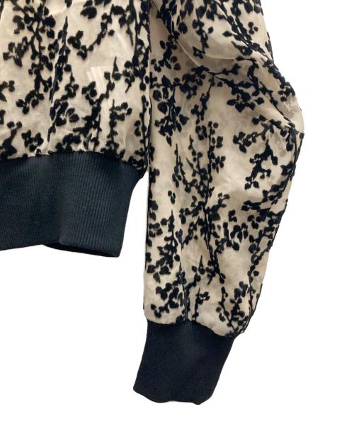 CLANE（クラネ）CLANE (クラネ) フロッキーシアーカーディガン ブラック×ベージュ サイズ:1の古着・服飾アイテム