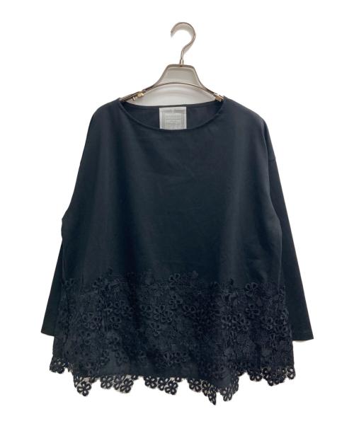 BEARDSLEY（ビアズリー）BEARDSLEY (ビアズリー) 裾レースカットソー ブラック サイズ:Fの古着・服飾アイテム