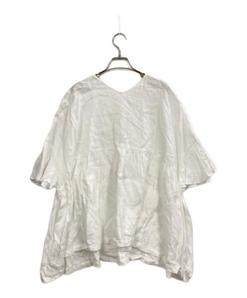 journal standard luxe（ジャーナルスタンダード ラックス）JOURNAL STANDARD LUXE (ジャーナルスタンダード ラックス) 60リネンギャザープルシャツ ホワイト サイズ:記載なし（実寸サイズを参照ください）の古着・服飾アイテム