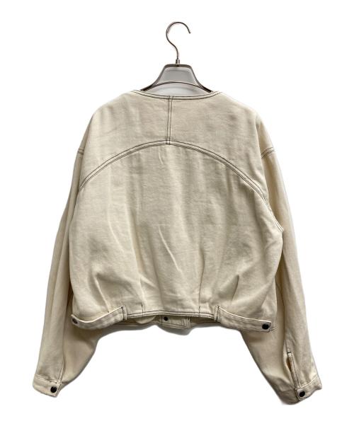 CAPRICIEUX LE'MAGE（カプリシューレマージュ）CAPRICIEUX LE'MAGE (カプリシューレマージュ) ノーカラーデニムジャケット ベージュ サイズ:Fの古着・服飾アイテム