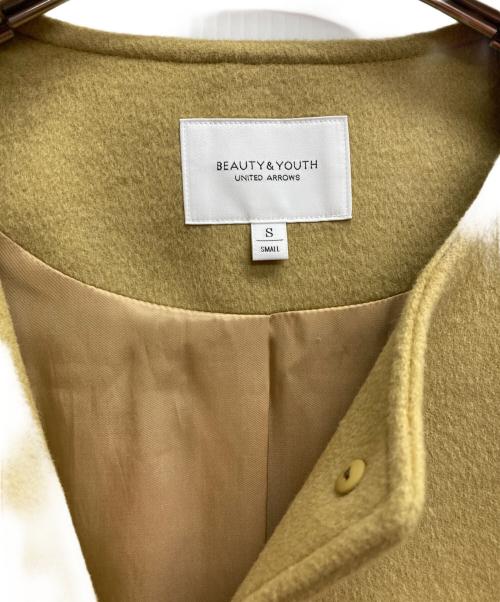 BEAUTY&YOUTH UNITED ARROWS（ビューティーアンドユースユナイテッドアローズ）BEAUTY&YOUTH UNITED ARROWS (ビューティーアンドユースユナイテッドアローズ) メルトンビーバーノーカラーフレアコートウールコート カーキ サイズ:Sの古着・服飾アイテム