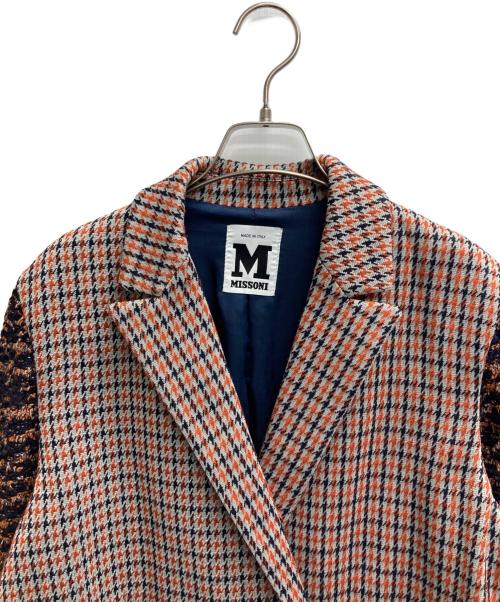 missoni（ミッソーニ）missoni (ミッソーニ) 千鳥柄コート オレンジ サイズ:42の古着・服飾アイテム