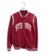 stussyステューシー）の古着「ベースボールジャケット」｜レッド