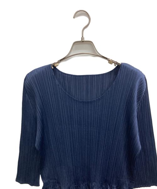 PLEATS PLEASE（プリーツプリーズ）PLEATS PLEASE (プリーツプリーズ) シワ加工 ワンピース トップス ネイビー サイズ:3の古着・服飾アイテム