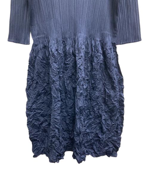 PLEATS PLEASE（プリーツプリーズ）PLEATS PLEASE (プリーツプリーズ) シワ加工 ワンピース トップス ネイビー サイズ:3の古着・服飾アイテム