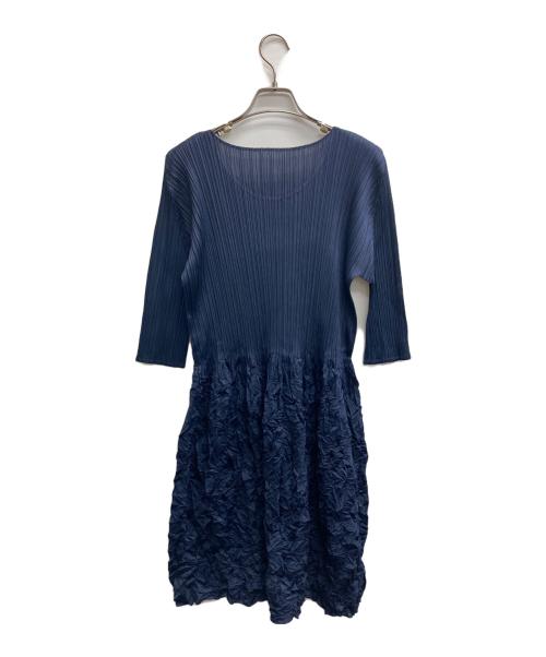 PLEATS PLEASE（プリーツプリーズ）PLEATS PLEASE (プリーツプリーズ) シワ加工 ワンピース トップス ネイビー サイズ:3の古着・服飾アイテム