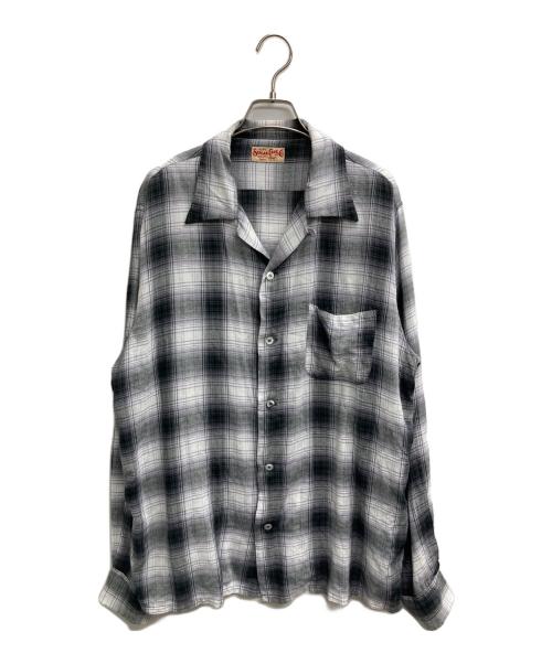 SUGAR CANE（シュガーケーン）SUGAR CANE (シュガーケーン) RAYON OMBRE CHECK OPEN SHIRT（レーヨンオンブレチェックオープンシャツ） グレー サイズ:Lの古着・服飾アイテム