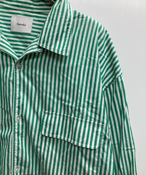 santaku（サンタク）santaku (サンタク) ロンドンストライプシャツ グリーン サイズ:Mの古着・服飾アイテム