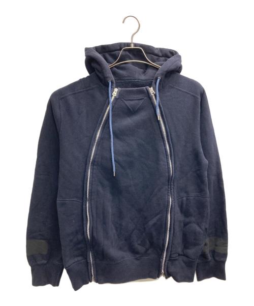 sacai（サカイ）sacai (サカイ) W ZIP PARKA（ダブル　ジップ　パーカー） ネイビー サイズ:２の古着・服飾アイテム