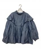 nest Robeネストローブ）の古着「ダンガリーフレアブラウス」｜インディゴ