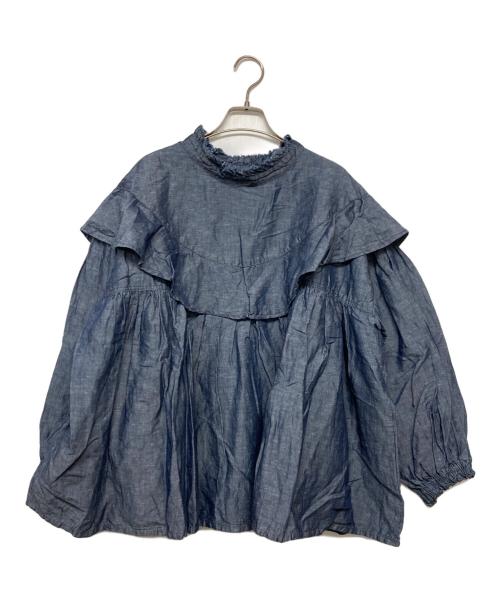 nest Robe（ネストローブ）nest Robe (ネストローブ) ダンガリーフレアブラウス インディゴ サイズ:FREEの古着・服飾アイテム