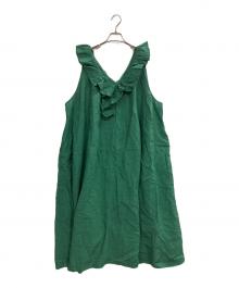 nest Robe（ネストローブ）の古着「リネンフリルノースリーブドレス」｜グリーン