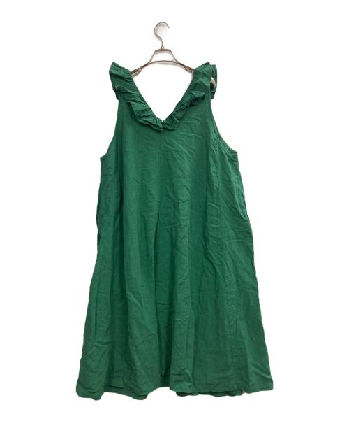 nest Robe（ネストローブ）nest Robe (ネストローブ) リネンフリルノースリーブドレス グリーン サイズ:Fの古着・服飾アイテム