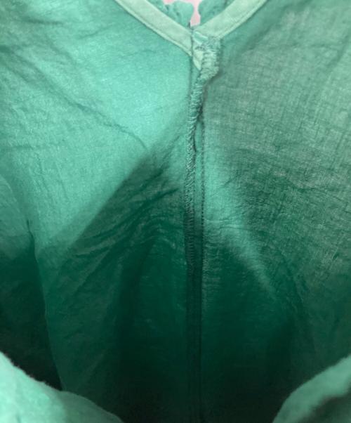 nest Robe（ネストローブ）nest Robe (ネストローブ) リネンフリルノースリーブドレス グリーン サイズ:Fの古着・服飾アイテム