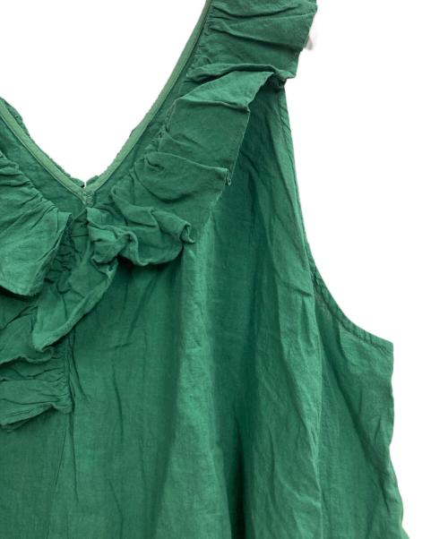 nest Robe（ネストローブ）nest Robe (ネストローブ) リネンフリルノースリーブドレス グリーン サイズ:Fの古着・服飾アイテム