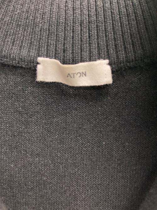ATON（エイトン）ATON (エイトン) WOOL WASHI HALF ZIP SWEATER（ウール　和紙　ハーフ　ジップ　スウェット） ブラック サイズ:４の古着・服飾アイテム