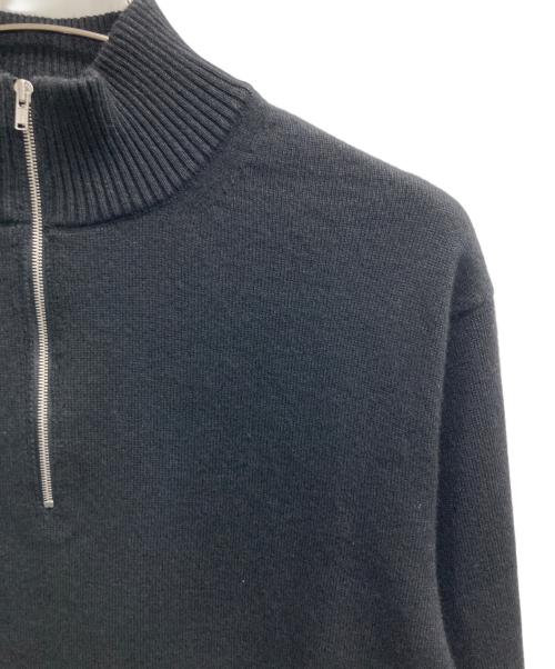ATON（エイトン）ATON (エイトン) WOOL WASHI HALF ZIP SWEATER（ウール　和紙　ハーフ　ジップ　スウェット） ブラック サイズ:４の古着・服飾アイテム