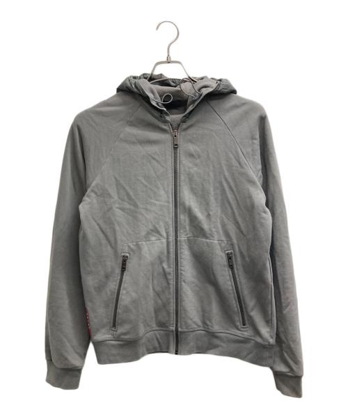 PRADA（プラダ）PRADA (プラダ) ナイロン切り替え ジップアップパーカー グレー サイズ:Mの古着・服飾アイテム