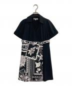 LEONARD SPORTレオナール スポーツ）の古着「花柄切替チュニックワンピース」｜ブラック