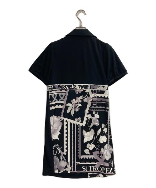 LEONARD SPORT（レオナール スポーツ）LEONARD SPORT (レオナール スポーツ) 花柄切替チュニックワンピース ブラック サイズ:38の古着・服飾アイテム