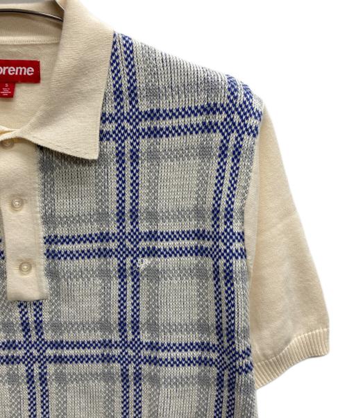 SUPREME（シュプリーム）Supreme (シュプリーム) Plaid Knit S/S Polo（プレイド　ニット） アイボリー サイズ:Sの古着・服飾アイテム