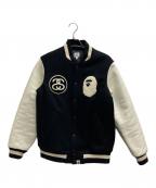 A BATHING APE×stussyア ベイシング エイプ×ステューシー）の古着「コラボスタジャン」｜ブラック