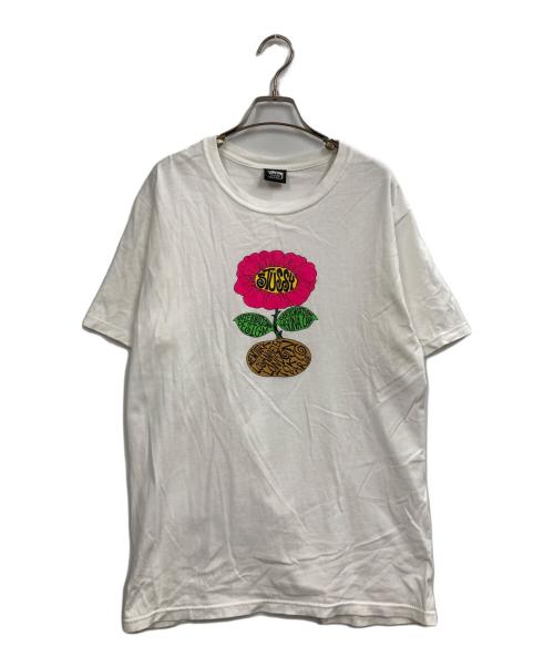 stussy（ステューシー）stussy (ステューシー) フラワーTシャツ ホワイト サイズ:Mの古着・服飾アイテム