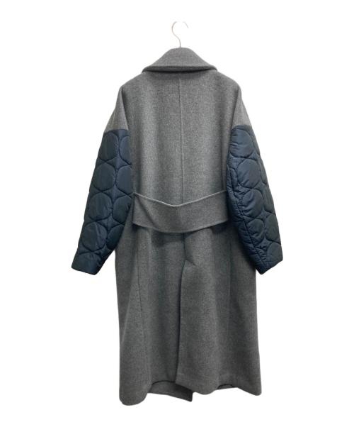 ENFOLD（エンフォルド）ENFOLD (エンフォルド) フェザーリーバーロングPコート グレー×ネイビー サイズ:38の古着・服飾アイテム