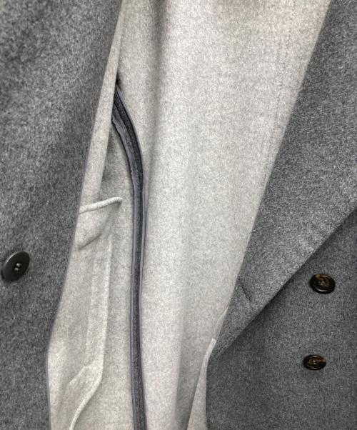 ENFOLD（エンフォルド）ENFOLD (エンフォルド) フェザーリーバーロングPコート グレー×ネイビー サイズ:38の古着・服飾アイテム