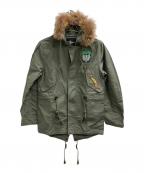 stussyステューシー）の古着「ワッペン付モッズコート」｜カーキ