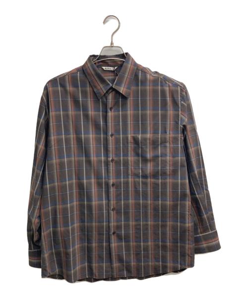 AURALEE（オーラリー）AURALEE (オーラリー) SUPER LIGHT WOOL CHECK SHIRT（スーパー　ライト　ウール　チェック　シャツ） ブラウン サイズ:３の古着・服飾アイテム