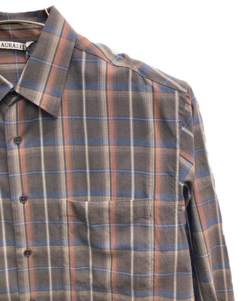 AURALEE（オーラリー）AURALEE (オーラリー) SUPER LIGHT WOOL CHECK SHIRT（スーパー　ライト　ウール　チェック　シャツ） ブラウン サイズ:３の古着・服飾アイテム