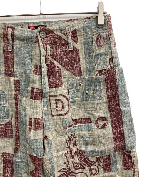 DIESEL（ディーゼル）DIESEL (ディーゼル) プリントヘンプパンツ グレー サイズ:26の古着・服飾アイテム