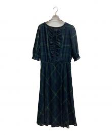 LAUREN RALPH LAUREN（ローレンラルフローレン）の古着「チェックロングワンピース」｜グリーン×ネイビー