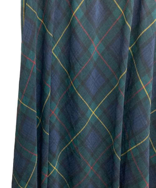 LAUREN RALPH LAUREN（ローレンラルフローレン）LAUREN RALPH LAUREN (ローレンラルフローレン) チェックロングワンピース グリーン×ネイビー サイズ:12の古着・服飾アイテム