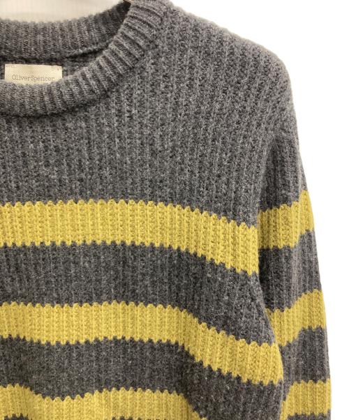 Oliver Spencer（オリヴァースペンサー）Oliver Spencer (オリヴァースペンサー) ボーダーニット グレー サイズ:Lの古着・服飾アイテム