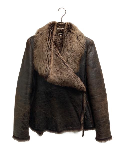 MaxMara（マックスマーラ）MaxMara (マックスマーラ) レザージャケット ブラウン サイズ:42の古着・服飾アイテム