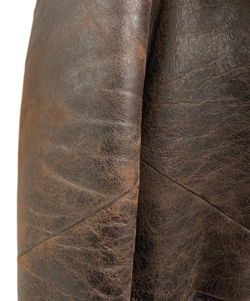 MaxMara（マックスマーラ）MaxMara (マックスマーラ) レザージャケット ブラウン サイズ:42の古着・服飾アイテム