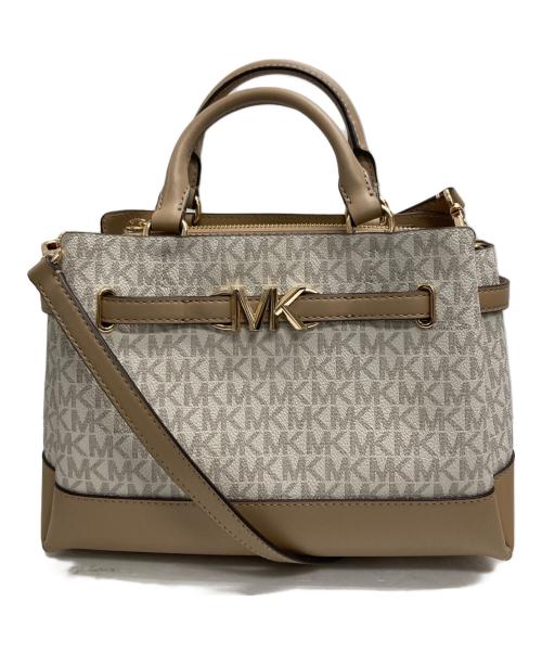 MICHAEL KORS（マイケル・コース）MICHAEL KORS (マイケル・コース) MKシグネチャー2WAYバッグ ホワイト×ベージュの古着・服飾アイテム
