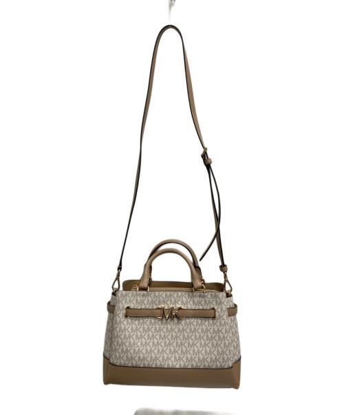 MICHAEL KORS（マイケル・コース）MICHAEL KORS (マイケル・コース) MKシグネチャー2WAYバッグ ホワイト×ベージュの古着・服飾アイテム