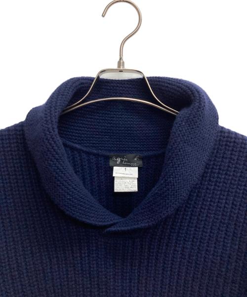 agnes b homme（アニエスベーオム）agnes b homme (アニエスベーオム) ショールカラー ローゲージニット プルオーバー ネイビー サイズ:1の古着・服飾アイテム