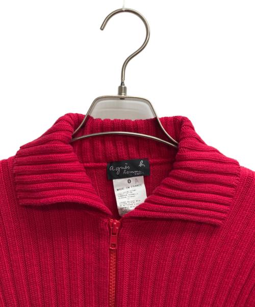 agnes b homme（アニエスベーオム）agnes b homme (アニエスベーオム) ニットジャケット レッドの古着・服飾アイテム