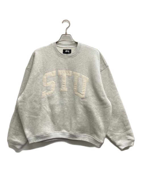 stussy（ステューシー）stussy (ステューシー) Stu Applique Crew（シュテュ　アプリケ　クルー） オートミール サイズ:Mの古着・服飾アイテム